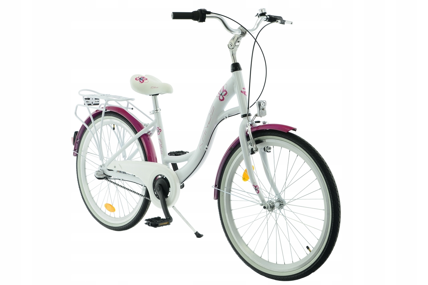 Rower Kands 24 Olivia r14 cali biało-różowy połysk 2025 Nowość na rynku !!