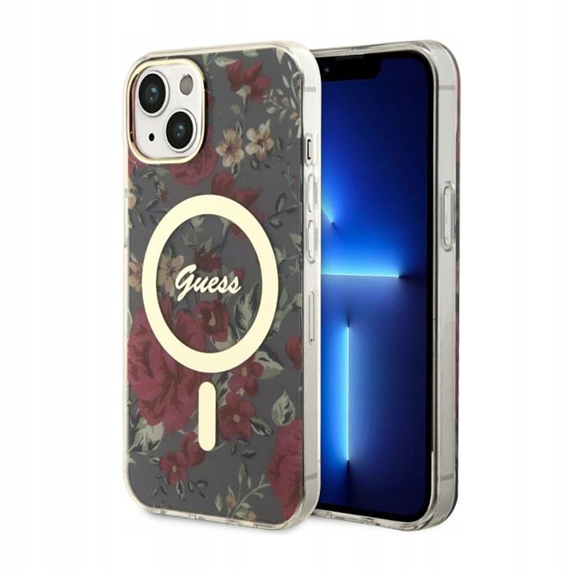 Guess Flower MagSafe – Pouzdro pro iPhone 14 Plus (Zelená barva)