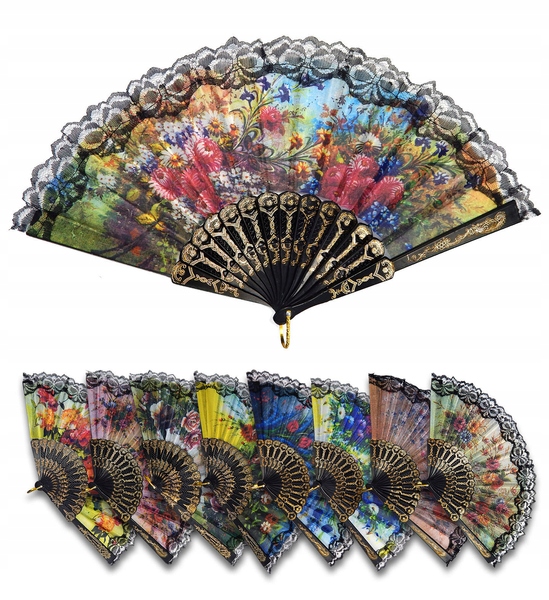 WACHLARZ HISZPAŃSKI RÓŻNE WZORY GEJSZA ELEGANCKI