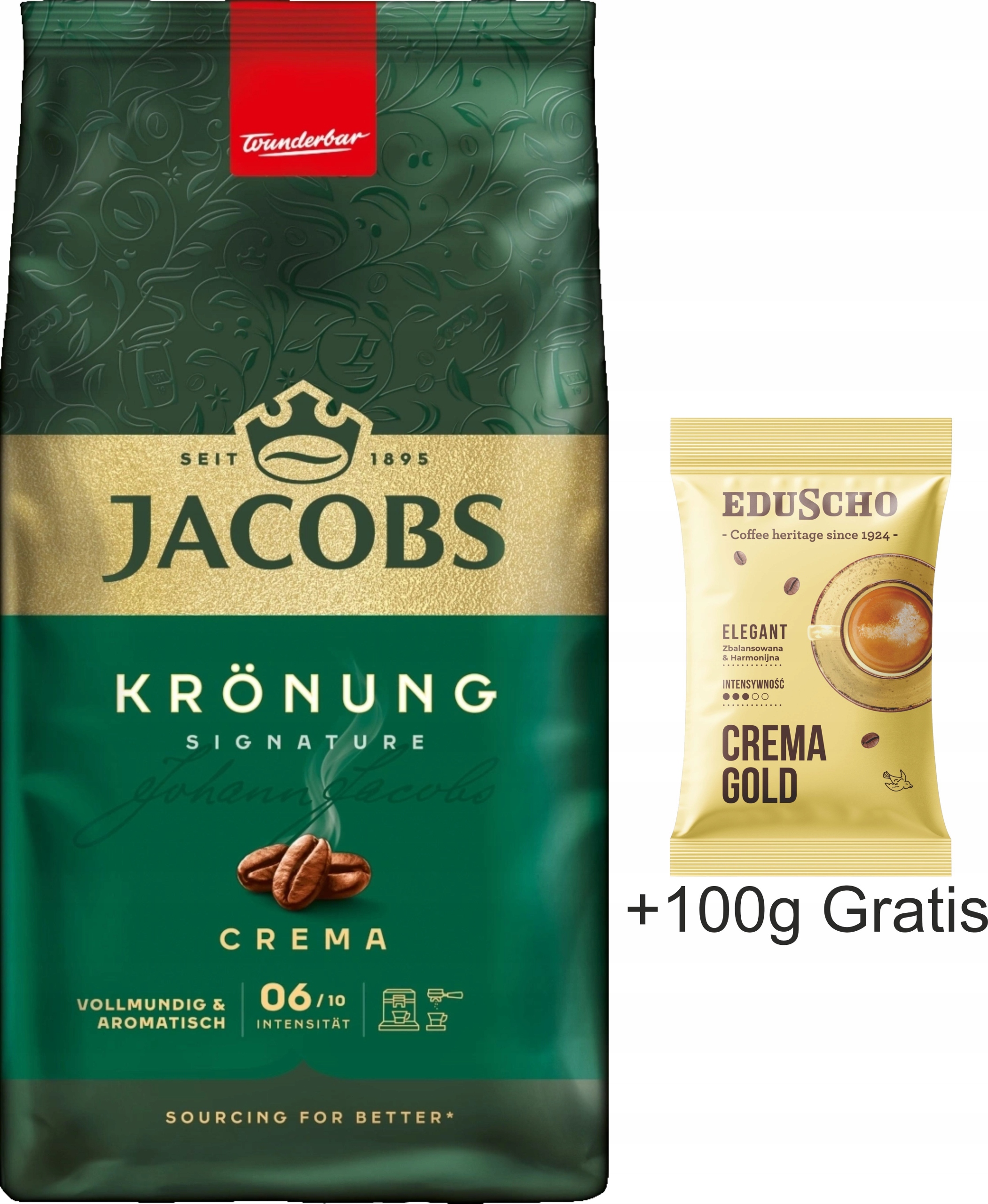 Levně Káva Jacobs Kronung Crema 1 kg 100 g Bonus