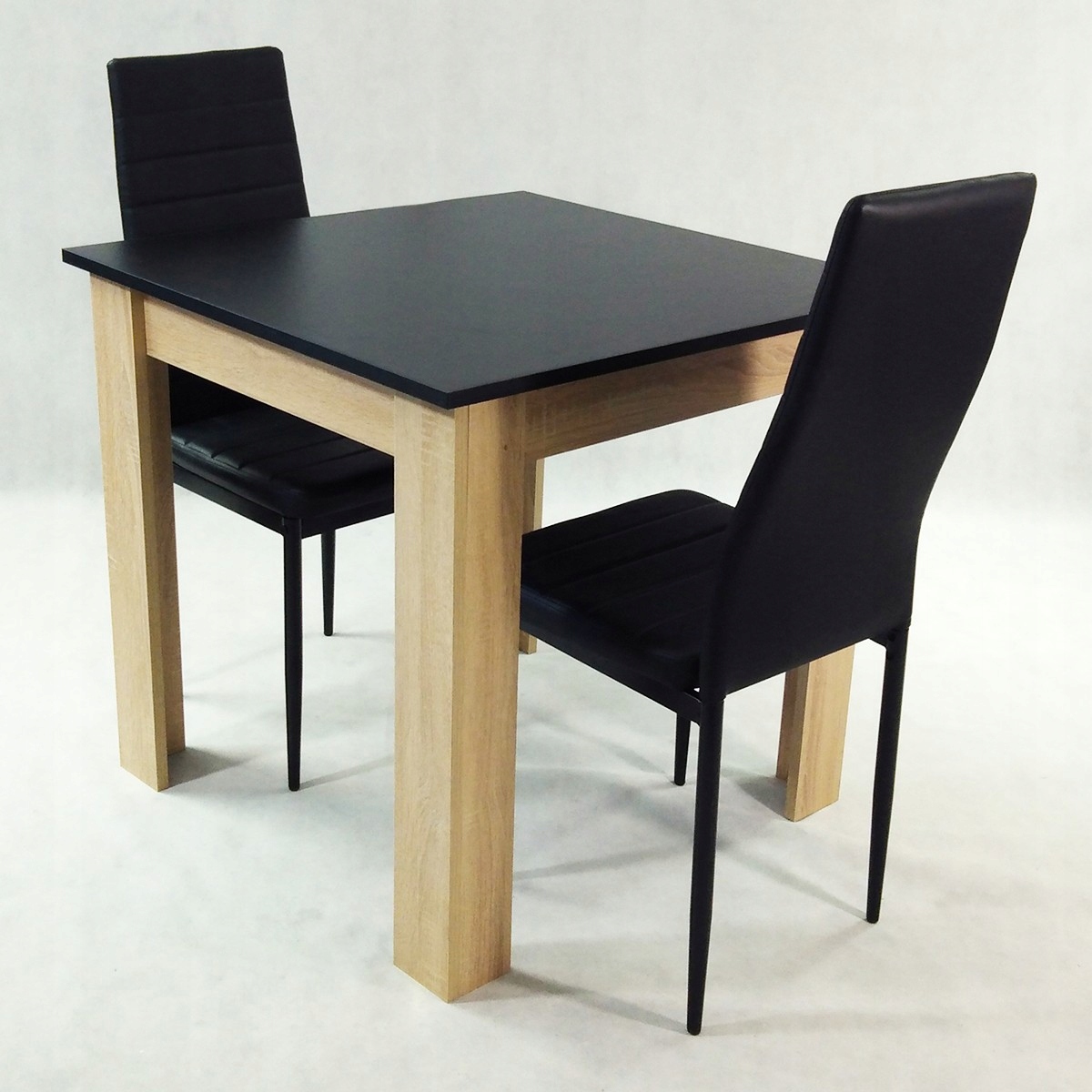 Zestaw stół Modern 80 BS 2 czarne krzesła Nicea tapicerowane Marka BM Design