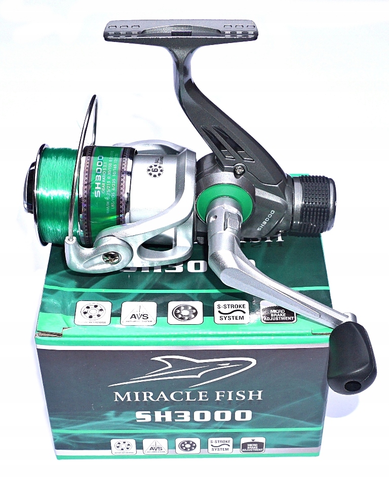 Kołowrotek Sh 3000 Green 6 łożysk Żyłka Grunt Spławik Spinning