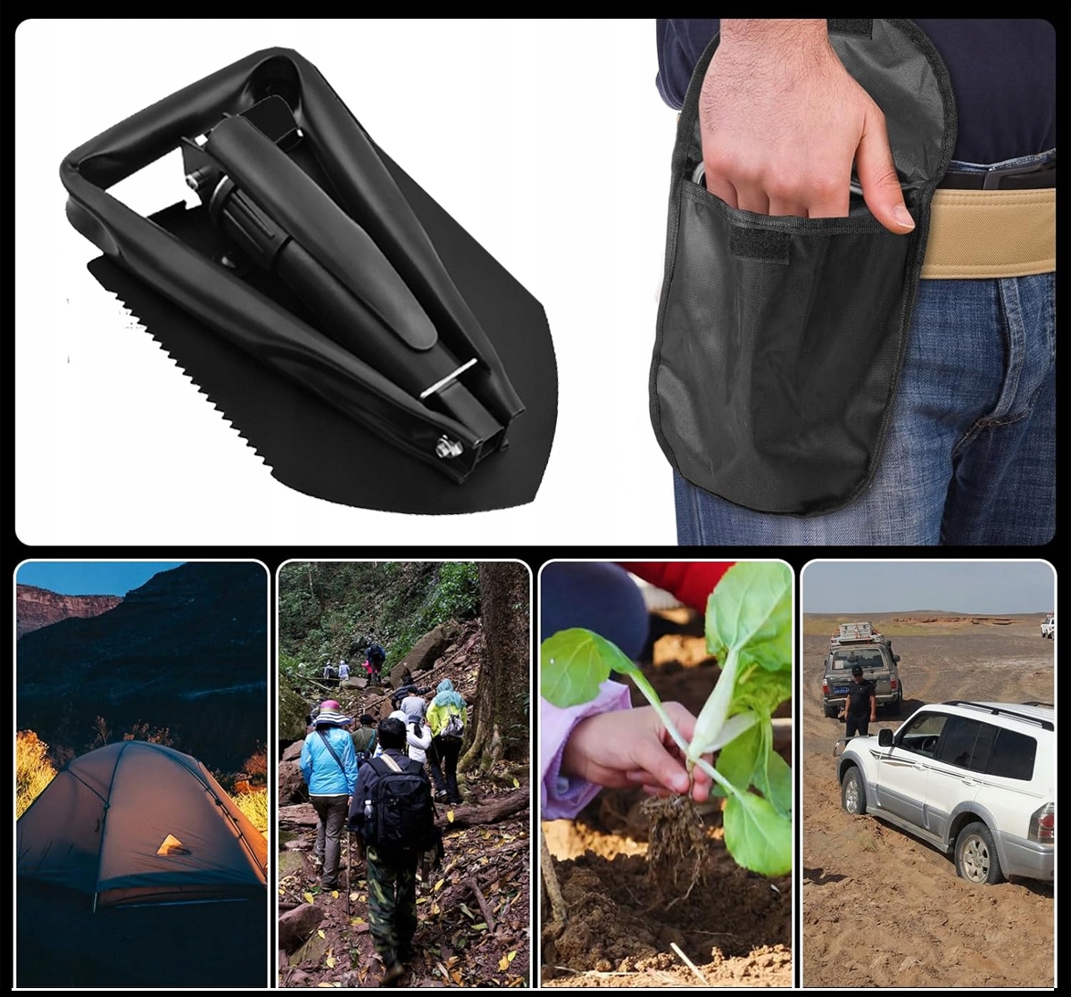 SAPERKA SKŁADANA 60cm WOJSKOWA ŁOPATA POLOWA SURVIVAL KILOF SZPADEL STALOWA Długość całkowita 60 cm