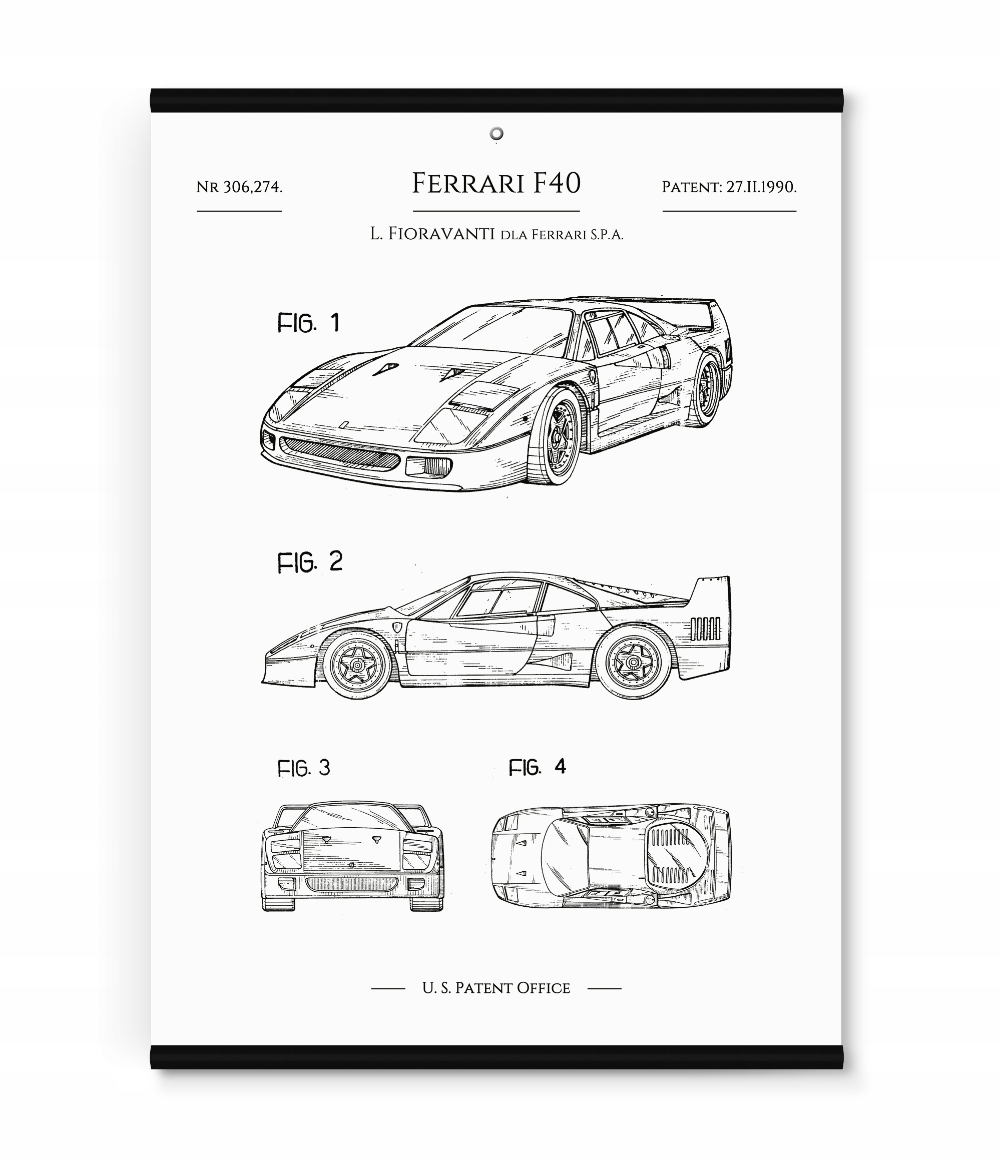 

Obraz plakat na ścianę samochód Ferrari F40 Patent