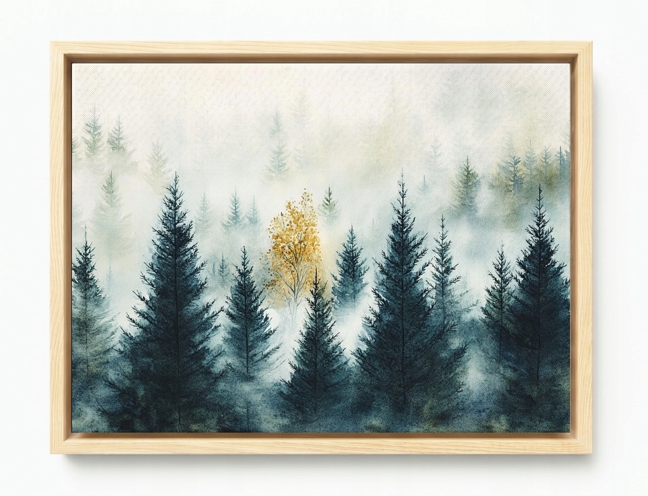 Obraz Rám Americký Box Krajina Hory Les Stromy Smrky Mlha Podzim 80x60