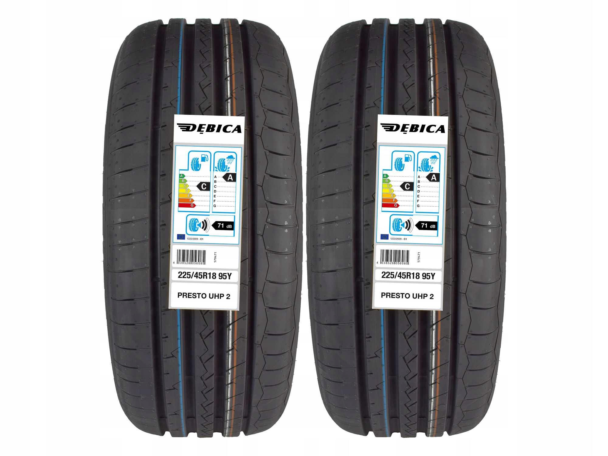 2x літні шини 225 / 45R18 Debica PRESTO UHP2 RANT