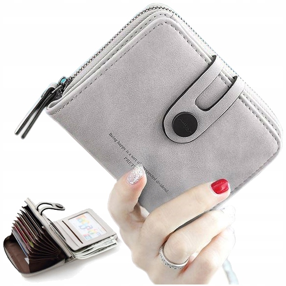 

Portfel Damski Portmonetka Szary Pojemny Skóra Eko