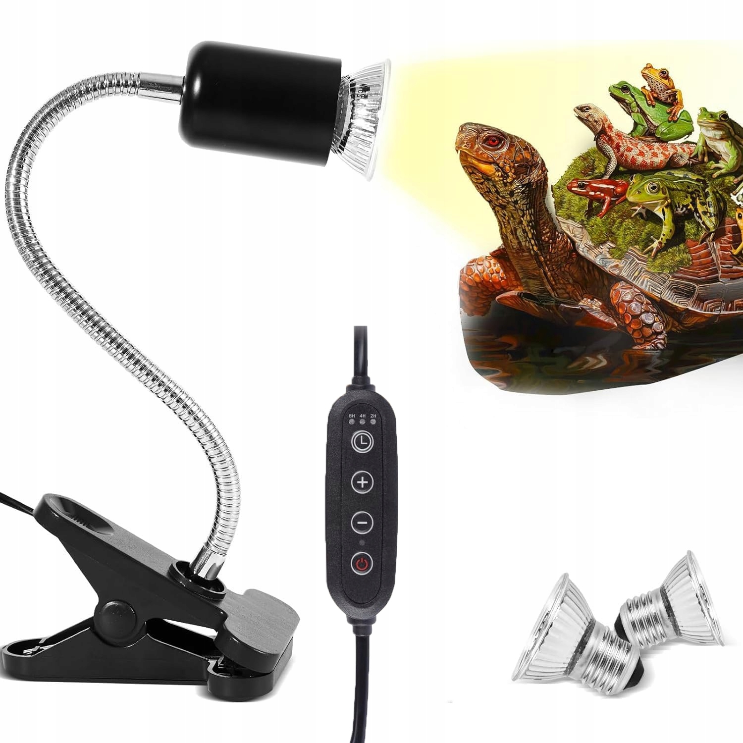 Levně Sada Vyhřívané Lampy Na Plazy Se 3 Žárovkami 50W Topná Lampa Želva
