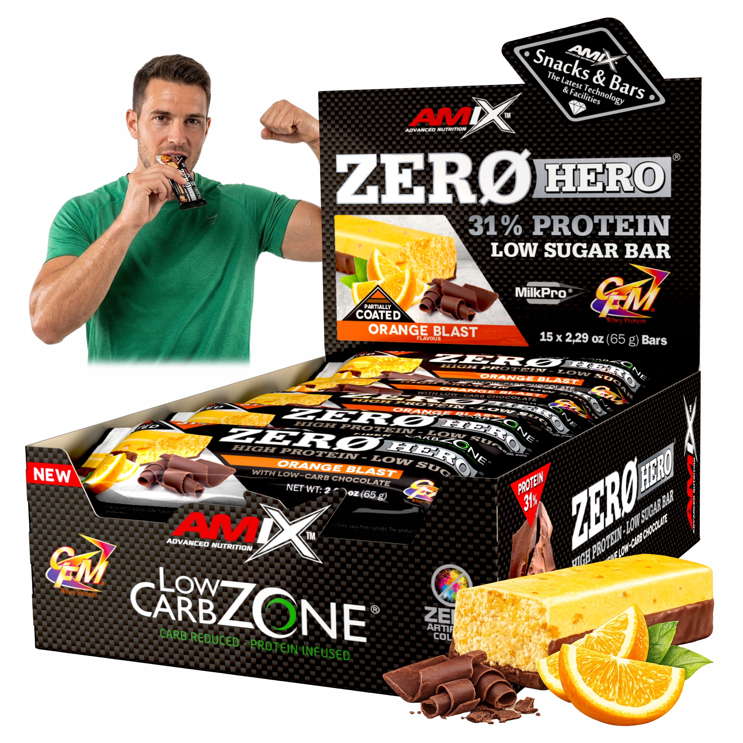 Baton białkowy bez cukru czekoladowy z pomarańczą batonik po treningu