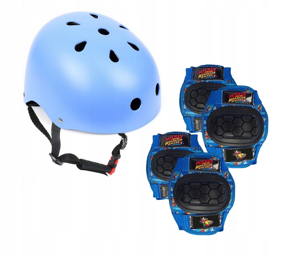 Kask dziecięcy 47-53 cm 4x ochraniacz kolana łokcie Myszka Mickey rozm. S