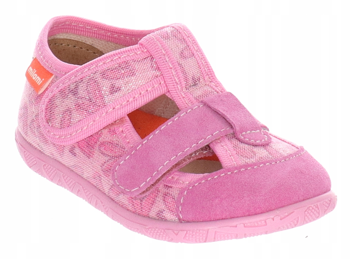 Pantofle Dziecinne Tekstylne Kapcie Milami Pink Hearts R.28