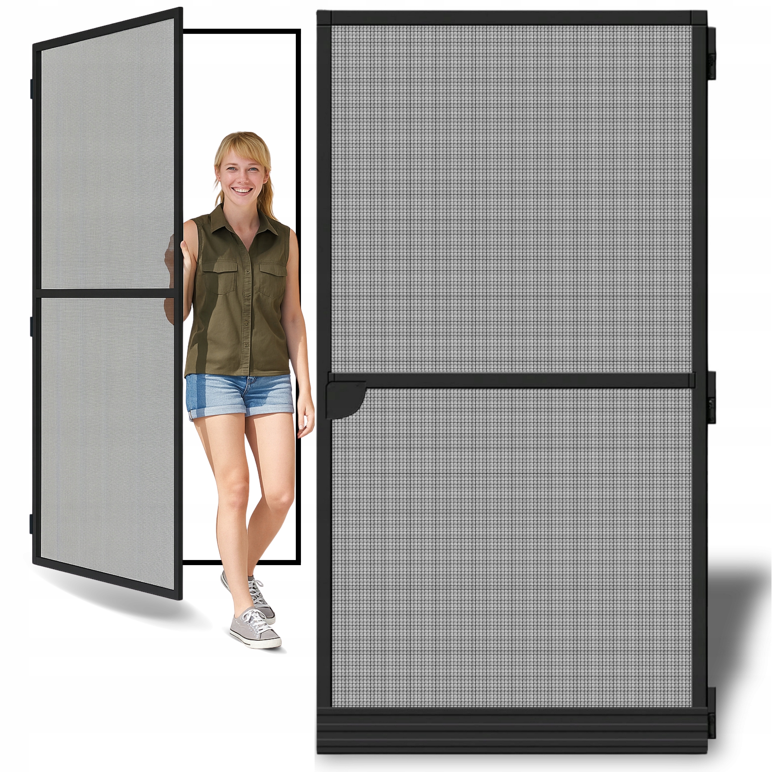 MOSKITIERA NA DRZWI BALKONOWE TARAS SIATKA NA KOMARY RAMA ANTRACYT 100x215