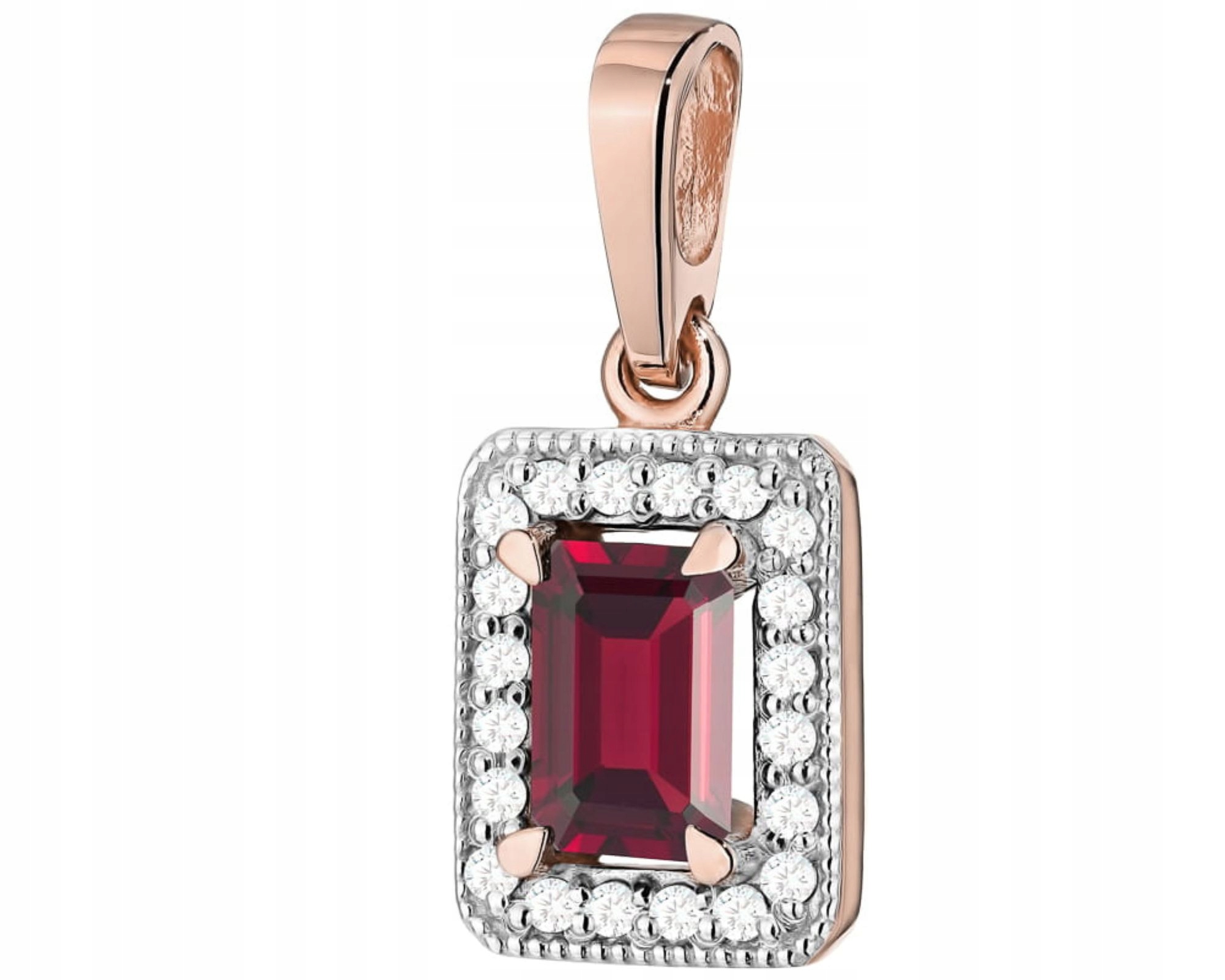 Růžové Zlato Přívěsek Přírodní Kámen Granátové Barvy 585 Dárek