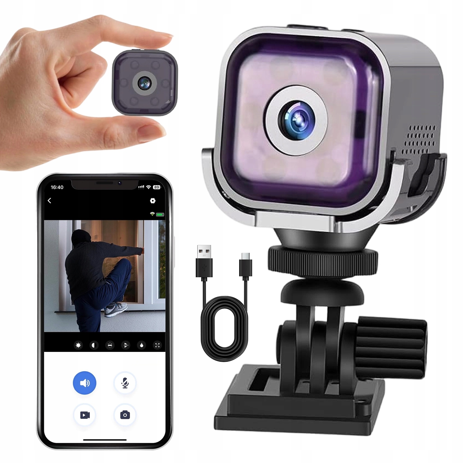 Mini Wifi Kamera 1080P Ir Detekce Pohybu Noční Režim Živý Náhled