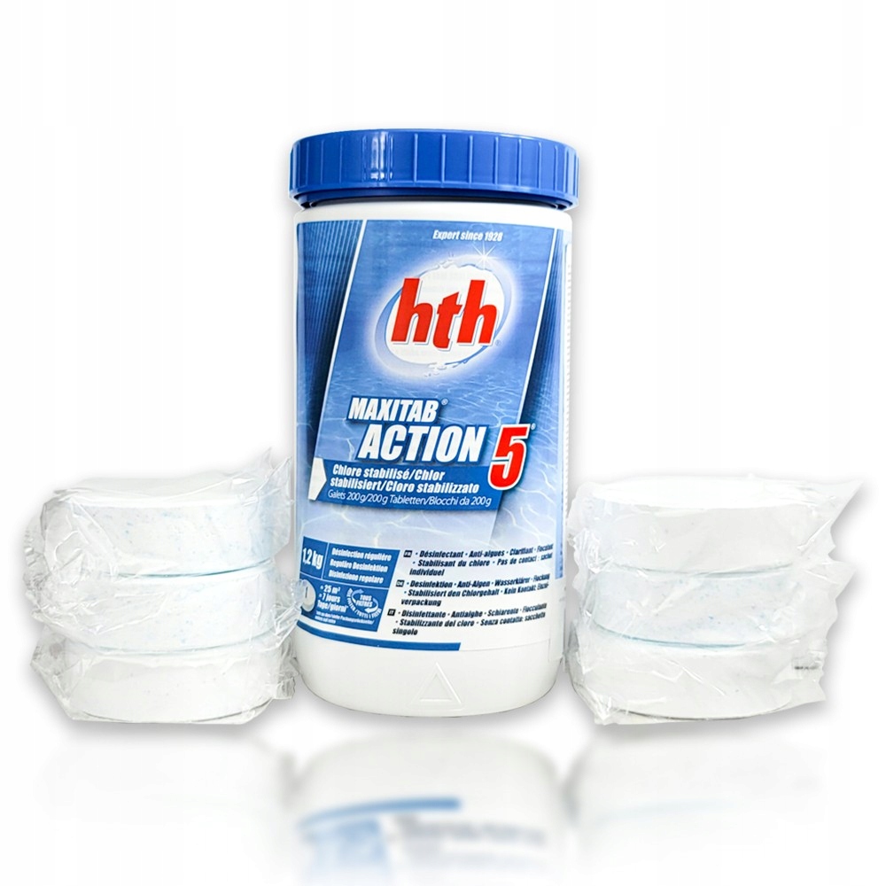 Hth Chlor do Basenu Tabletki do basenu 200g Wielofunkcyjne All-in-One 1,2kg
