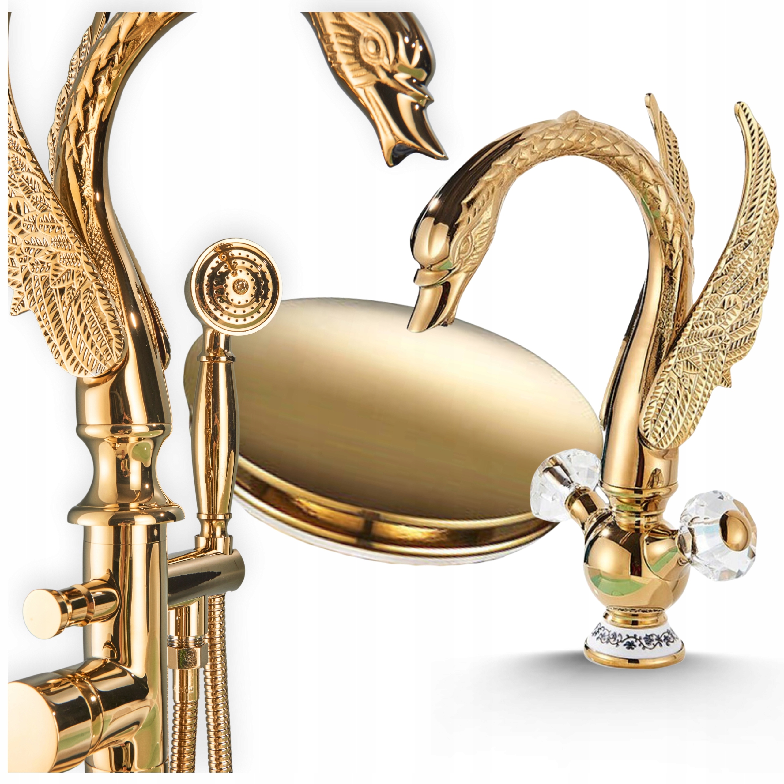 Podlahová vaňová a sprchová batéria Gold Kran do vane Kúpeľňová Súprava