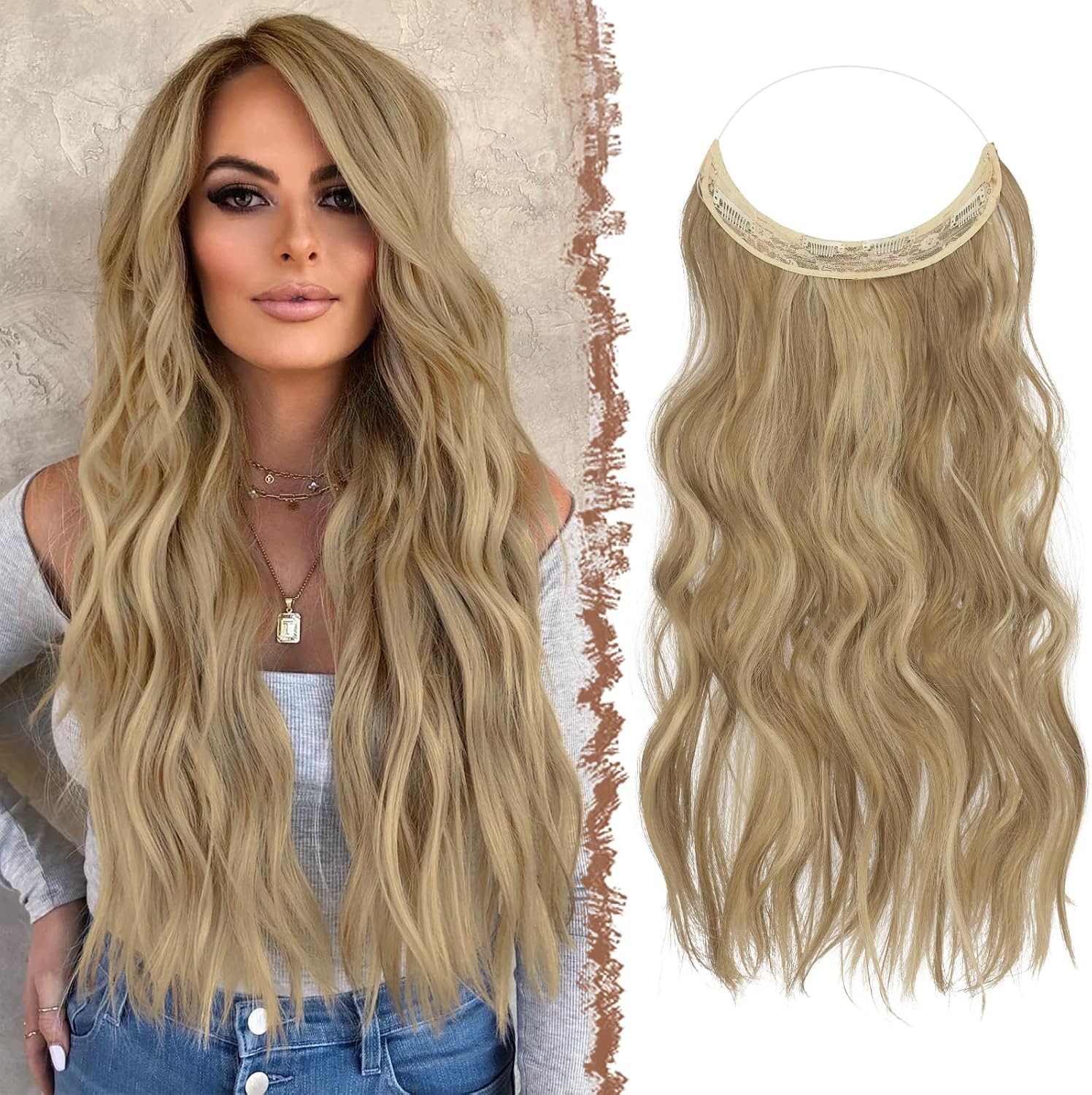 Feshfen clip in doczepy do włosów Na Żyłce 50 CM Brąz Blond 18H613#