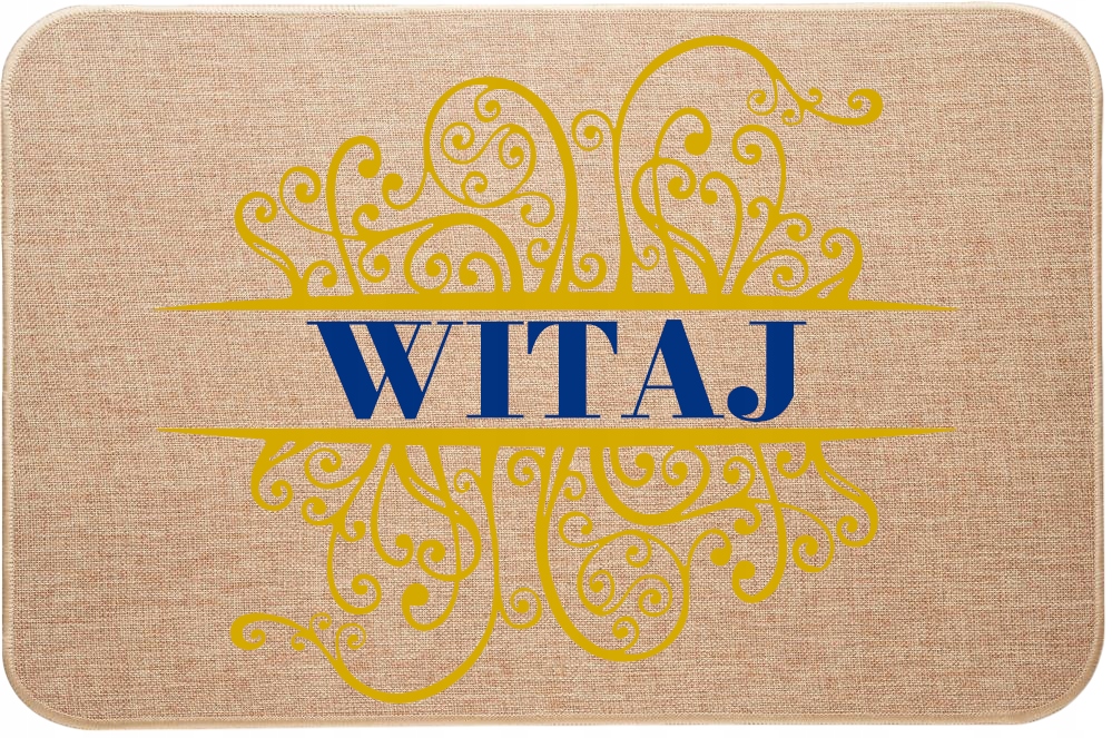 Lněná rohožka pod dveře s potiskem Vítej Welcome