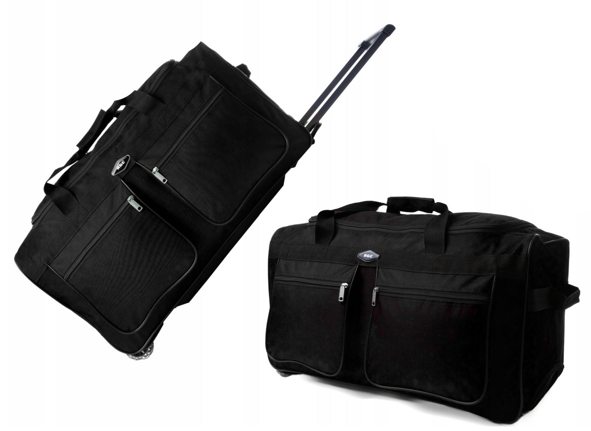 Bardzo Duża Torba/walizka Podróżna Na 3 Kółkach Materiałowa Czarna 225L