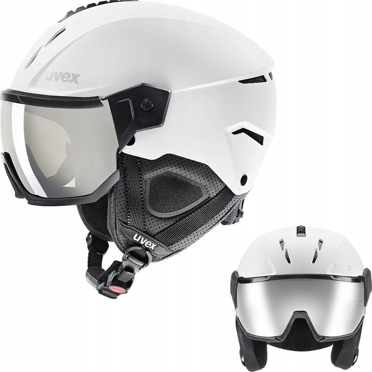 Lyžařská helma s sklem Uvex Instinct Visor bílá, 56-58 cm