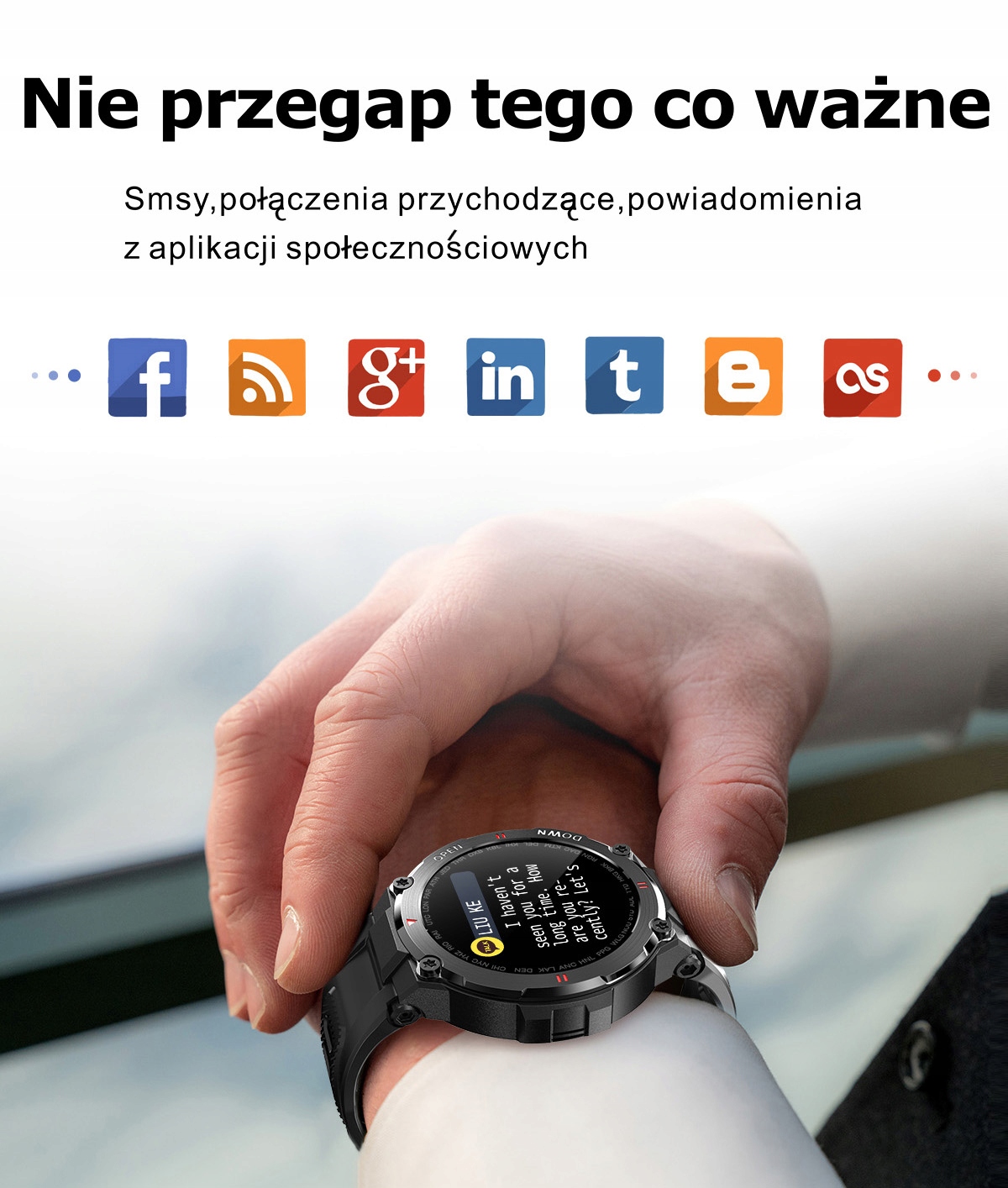 SMARTWATCH GRAVITY MĘSKI Zegarek Sport FB SMS FUNKCJA Rozmów Złącza brak