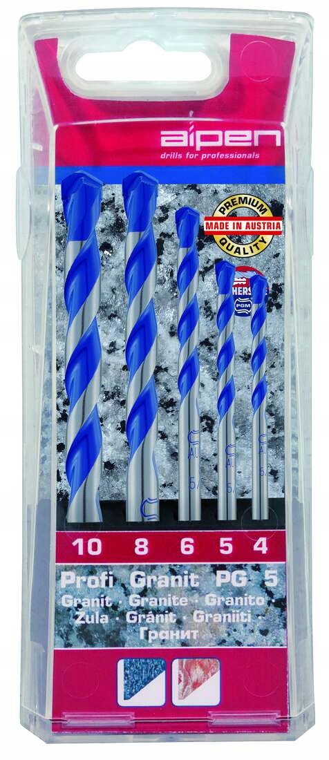 zestaw wierteł do granitu Alpen PG-5 0025700005100