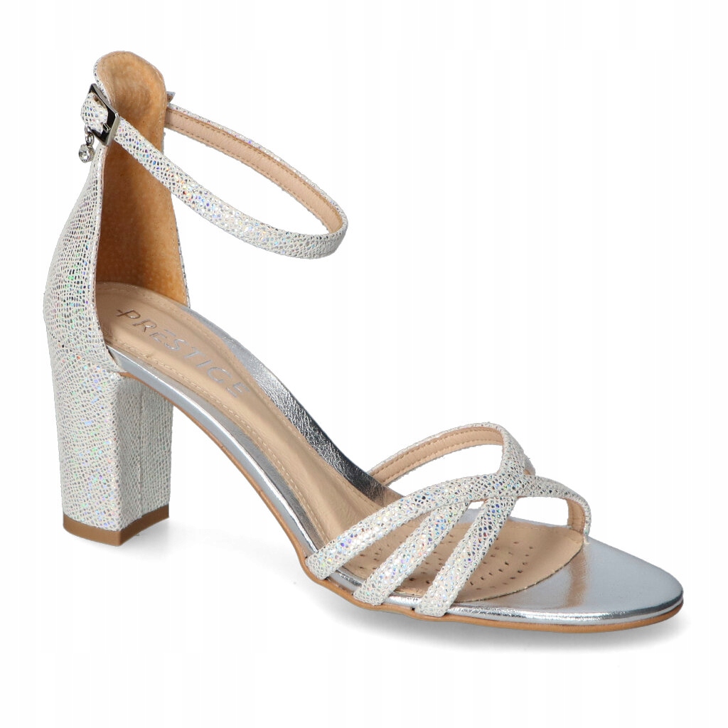 Sandály Prestige 2100/OBL/N/S-01 Stříbrné lico 40