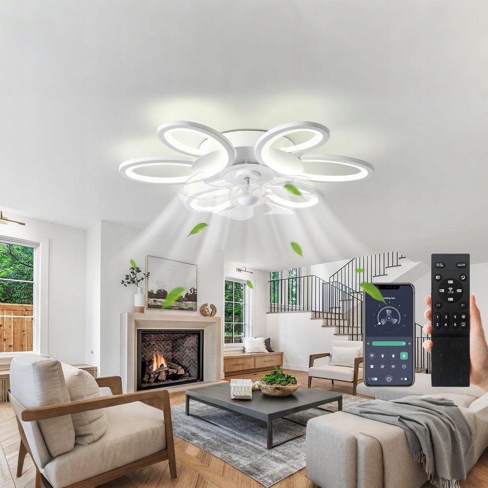 Stropná Lampa Stropné Svietidlo Led Moderný Luster S Ventilátorom Diaľkový Ovládač App Do Obývačky