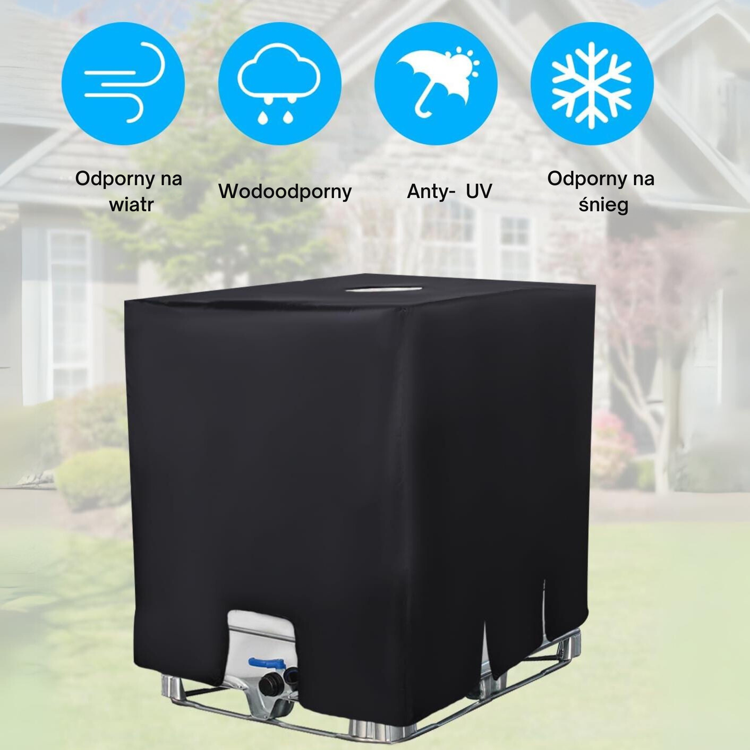 POKROWIEC NA BECZKĘ ZBIORNIK MAUZER 1000L PLANDEKA OSŁONA ZBIORNIKA NA WODĘ Pojemność zbiornika 1000 l