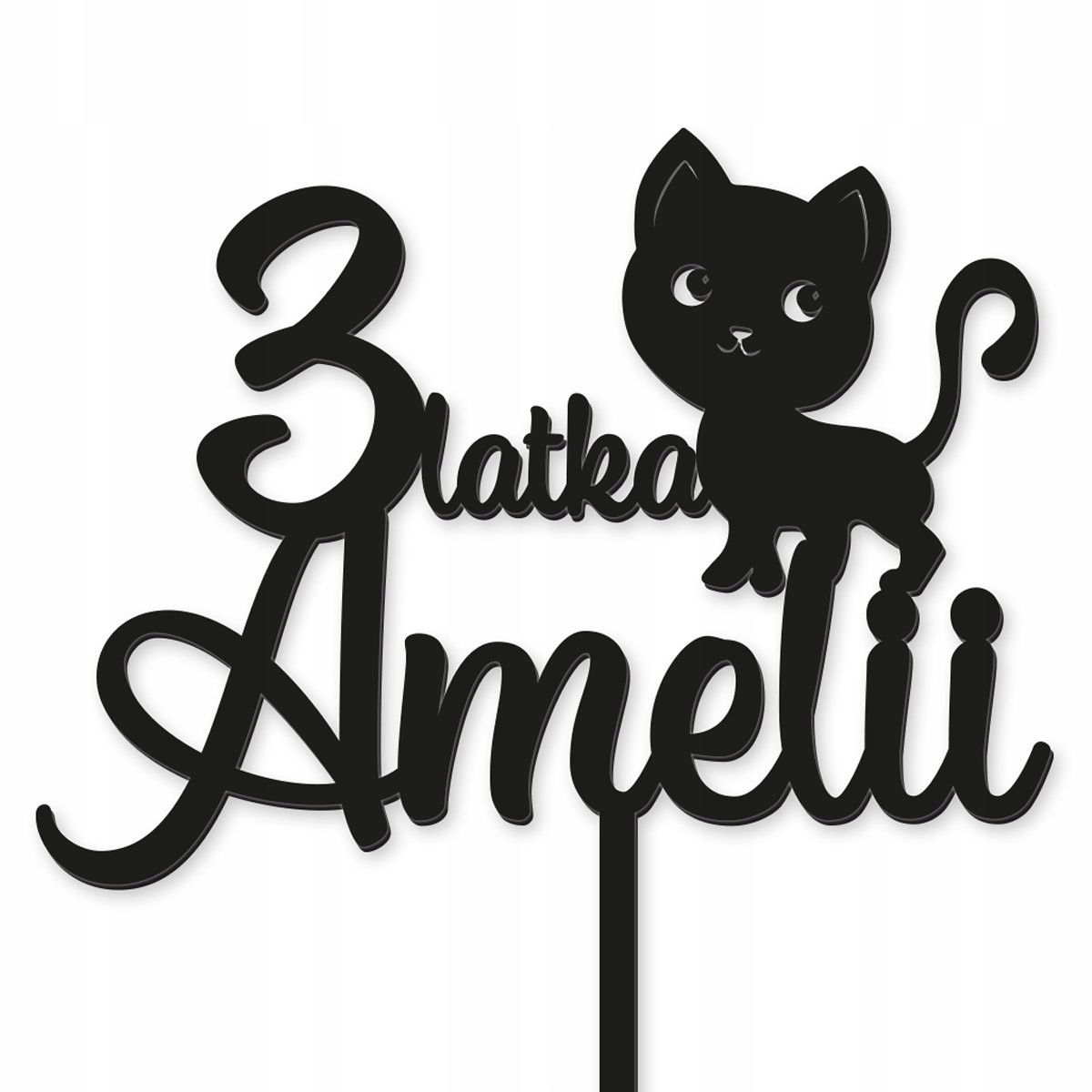 TOPPER NA TORT NAPIS URODZINY KOT KOTEK czarny