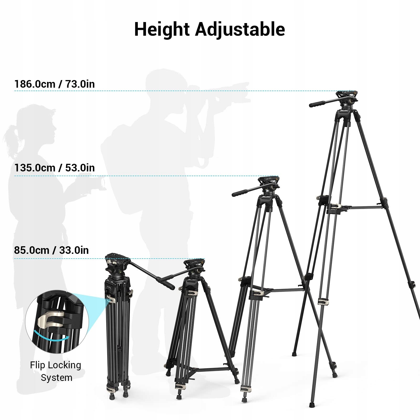 SMALLRIG Statyw Wideo 186 cm z Głowicą 360° i Płytką do DSLR 8 kg — miniatura 6