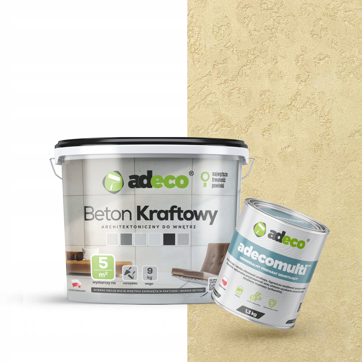 Dekorativní Beton, Barva Piškot, Teplá Béžová, Pro Interiéry O Velikosti 5 M2 S Podkladem