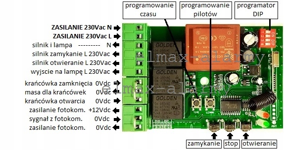 centrala 230V zdalne sterowanie silnikiem 230Vac bramy garażowej przesuwnej Marka Ster-max