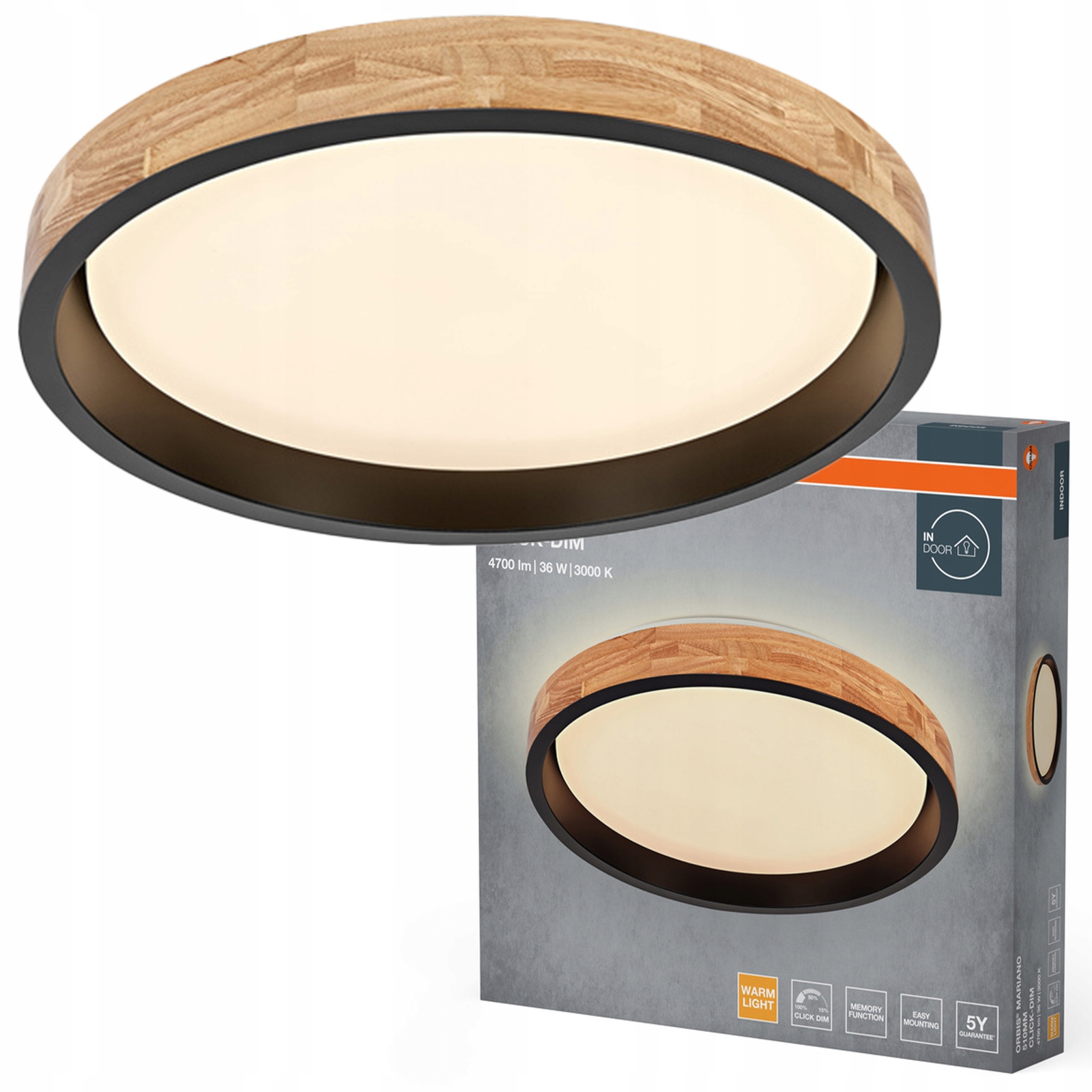 Stropné Svietidlo 36W 2000lm 3000K Teplá hnedá čierna Orbis Osram