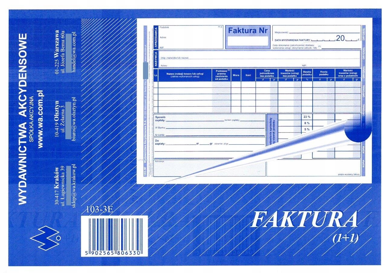 

Faktura Vat 103-3E A5 Wzór Pełny Od Netto