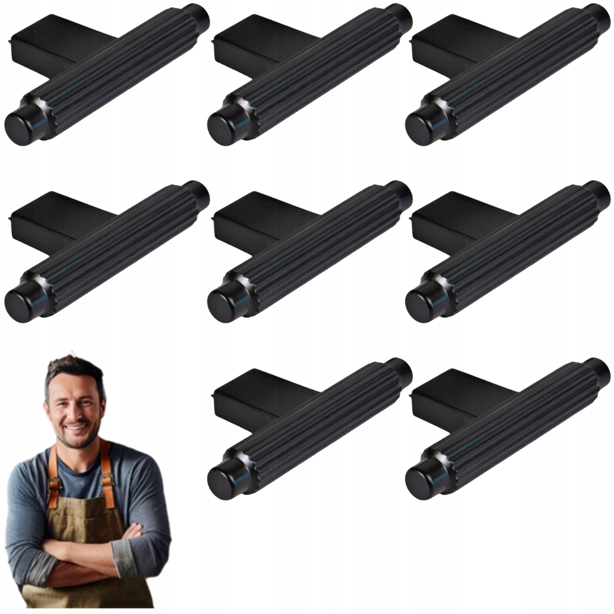 Nábytkový držiak Gombík Randi Mlotek čierny mat, čierne Radełko 70x32mm 8ks
