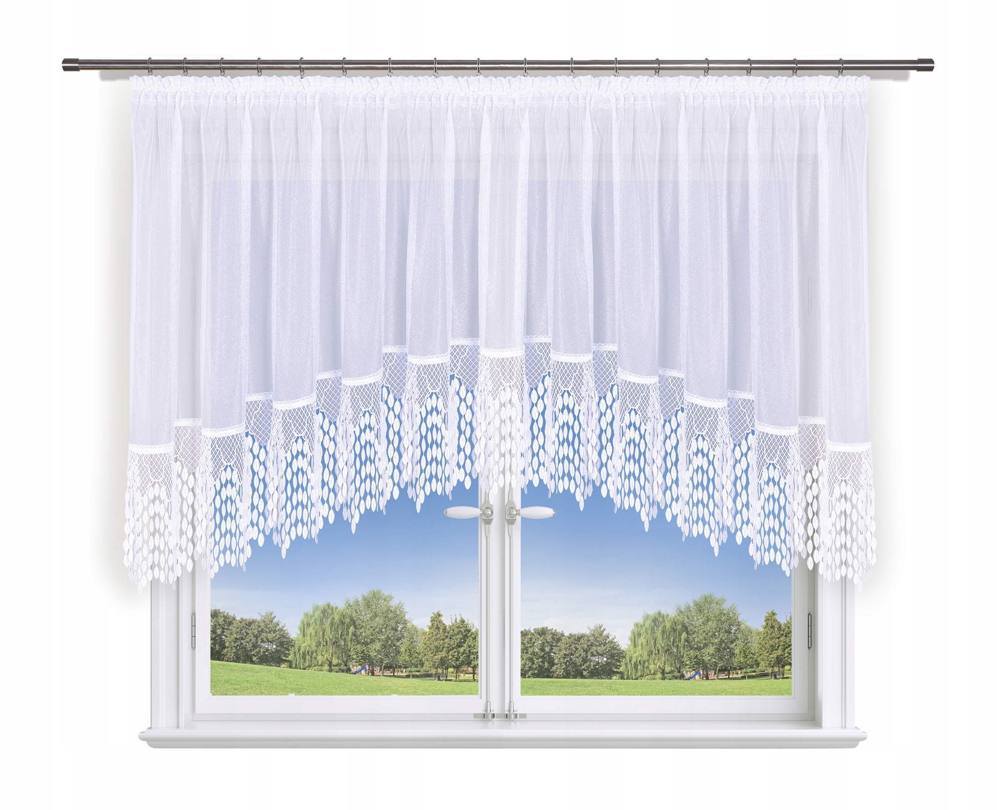 Hotová záclona 400x150, markýzový oblouk, guipure 30 cm