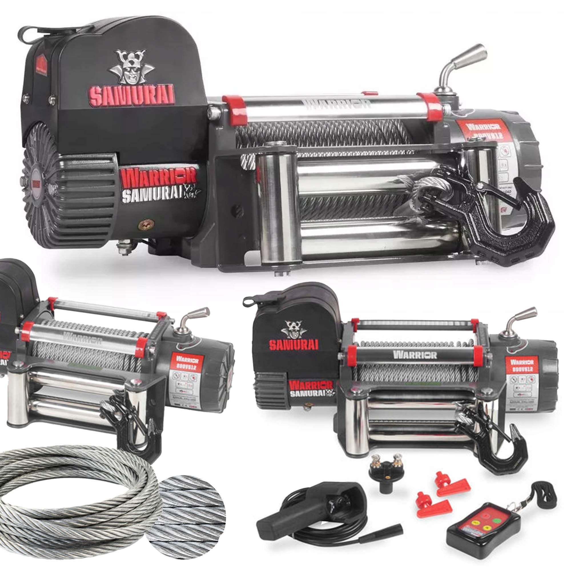 Lanový Navijak Warrior Winches Samurai V2 12V Oceľové Lano [4,3 kW]