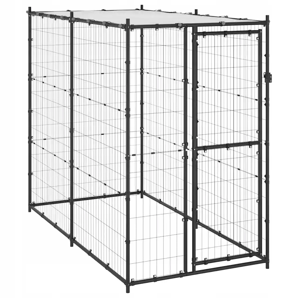 Levně Kotec pro psa s krytem, ocelová, 110 x 220 x 180 cm