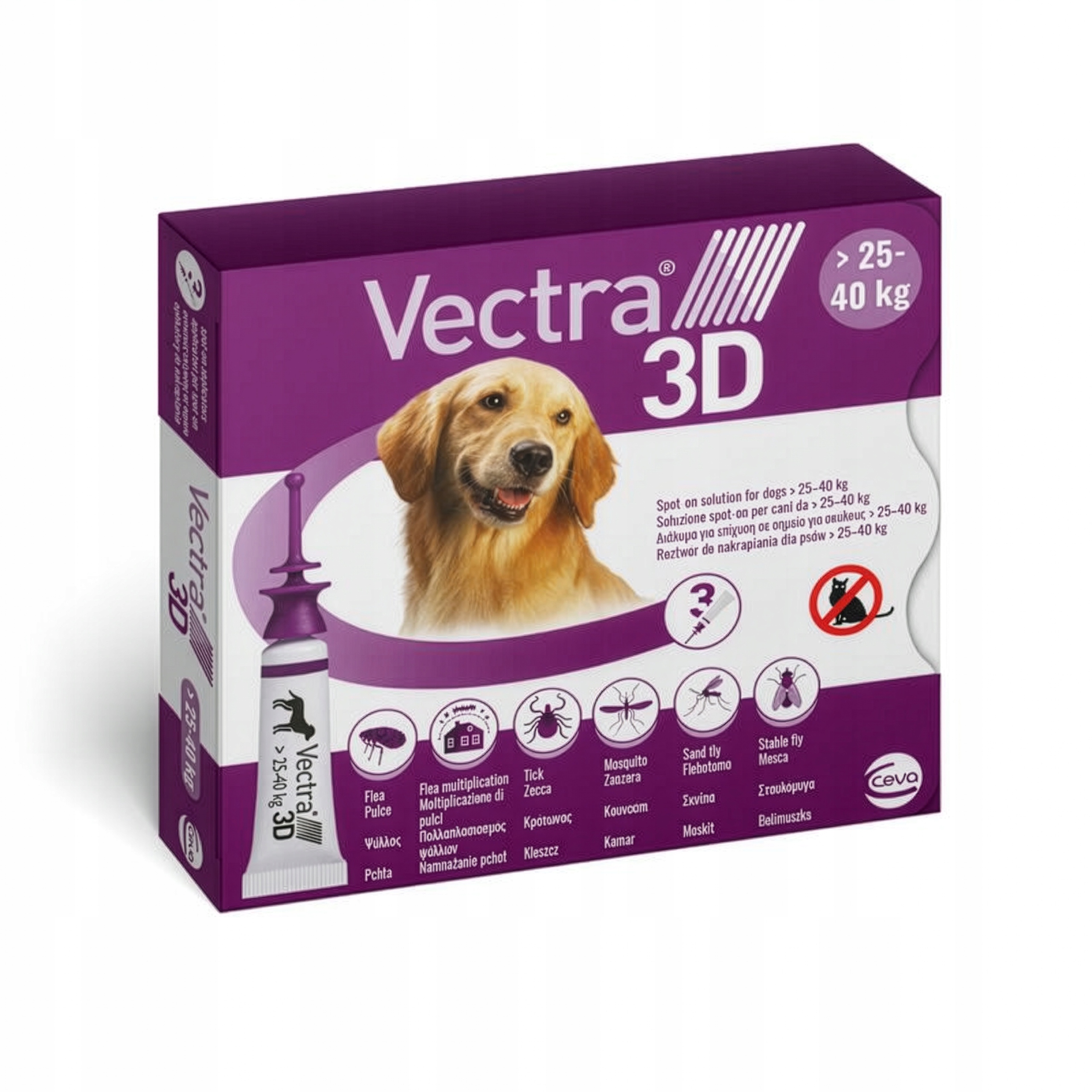 Vectra 3D krople na pchły kleszcze Komary Bolimuszki Dla Psa 25-40 kg 3 szt