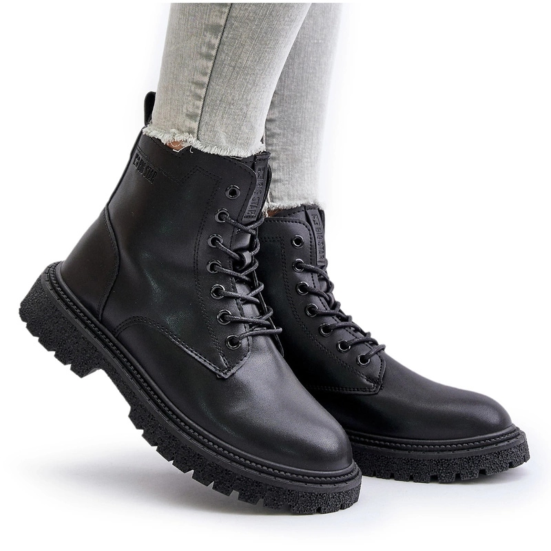 Kotníkové Boty Se Zipovým Šněrováním OO274A126 Černé 36