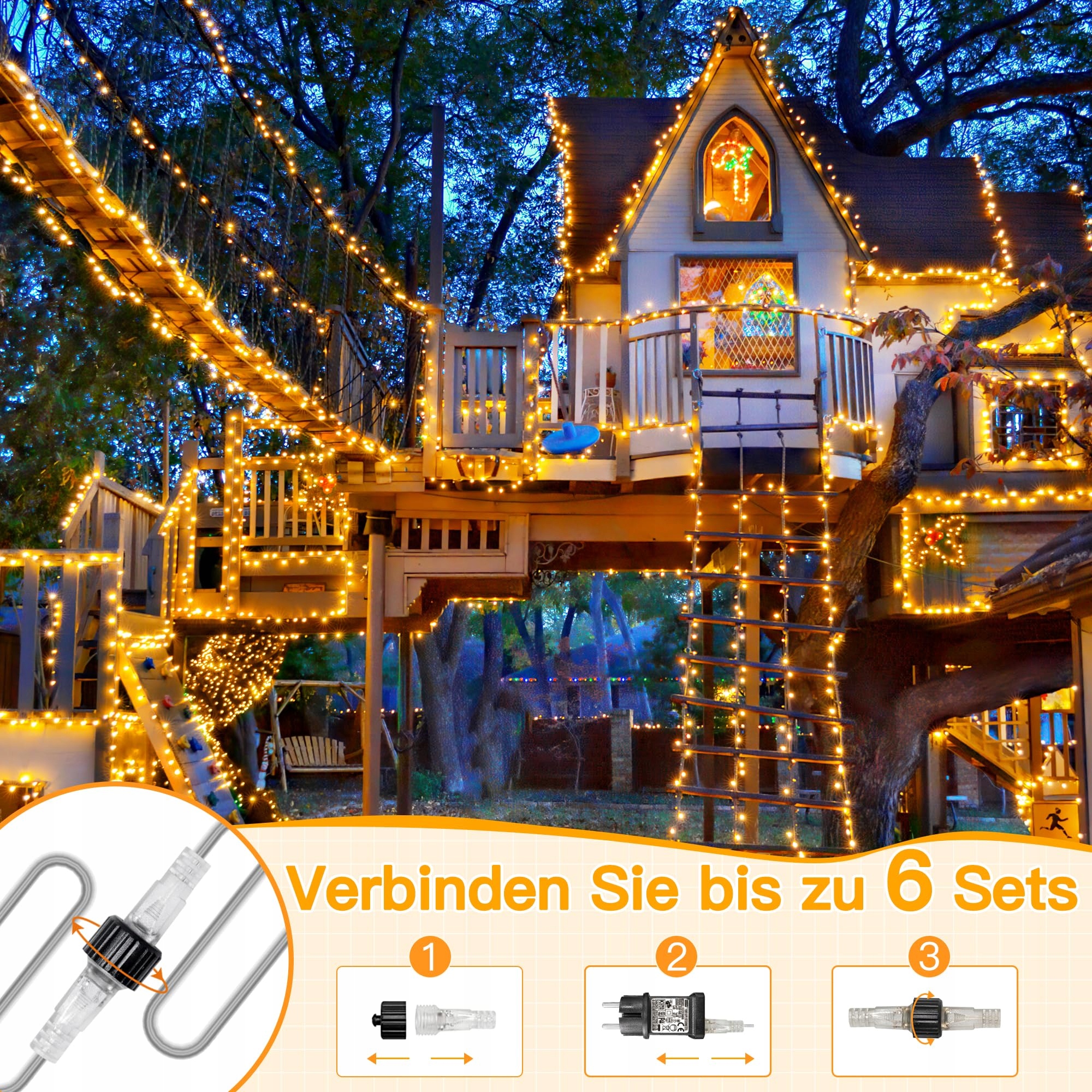 OLLNY Łańcuch Świetlny Lampki Świąteczne Wodoodporne 8 Trybów 10M 100 LED — miniatura 5