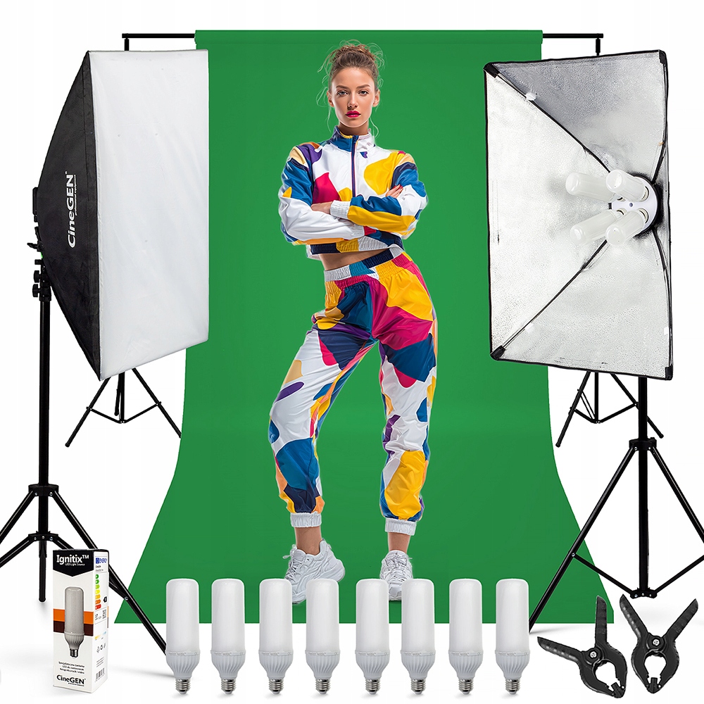 Zestaw z tłem ProSetup 8x125W LED 60x90cm