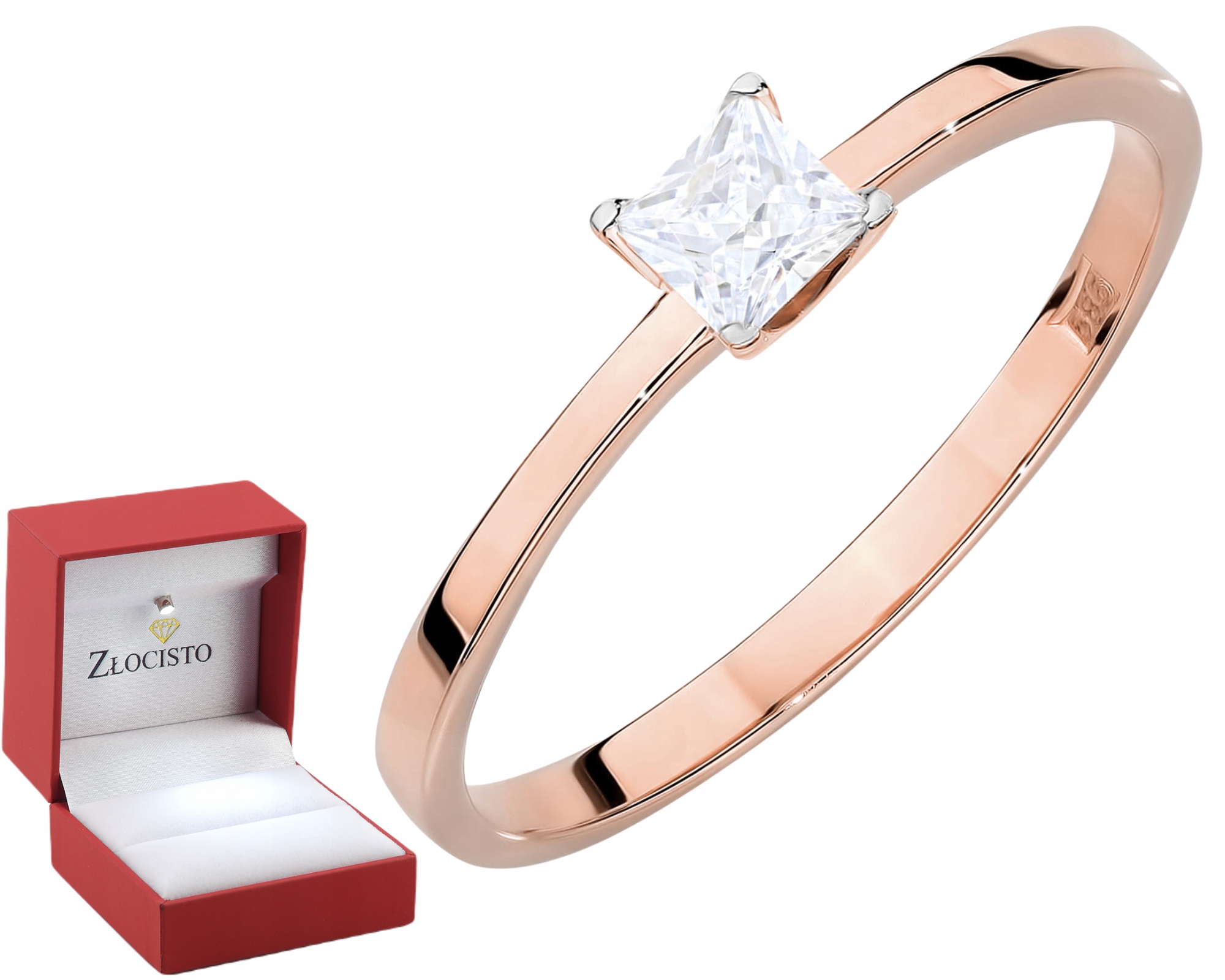 Růžový Zlatý Prstýnek S Diamantem Ryzost 585 14K Lab