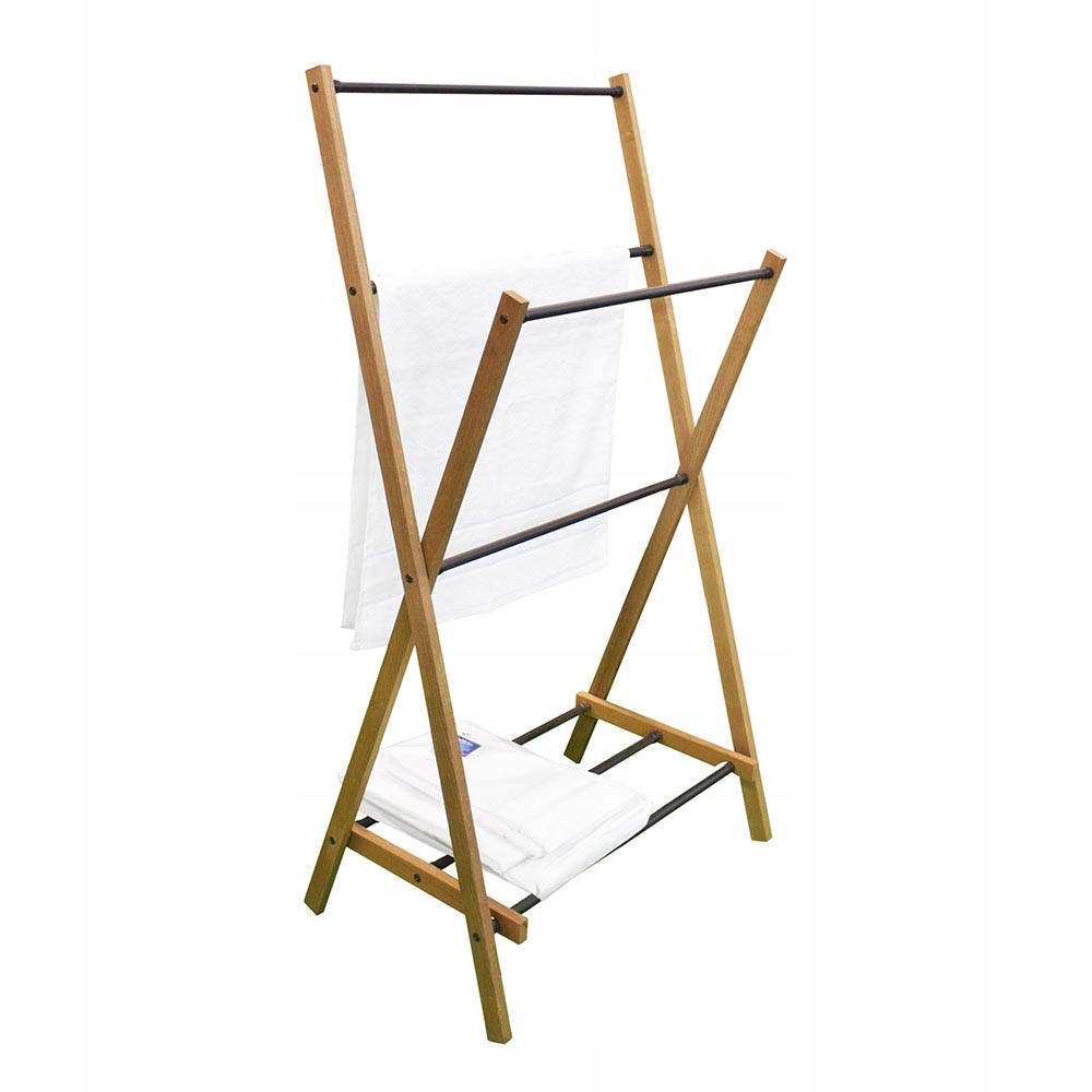 Dřevěný Stojan Na Ručníky Dřevo Ocel Ekologický Odolný Věšák