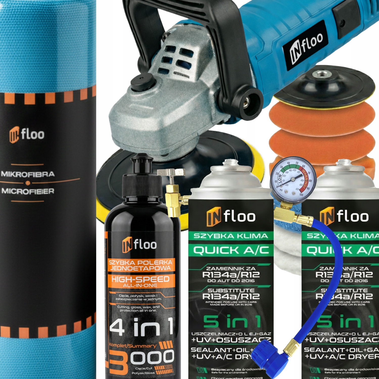 Sada INfloo 2xR134a 5V1+KABEL+LEŠTIDLO+LEŠTÍCÍ Pasta 4v1+MIKROVLÁKNO