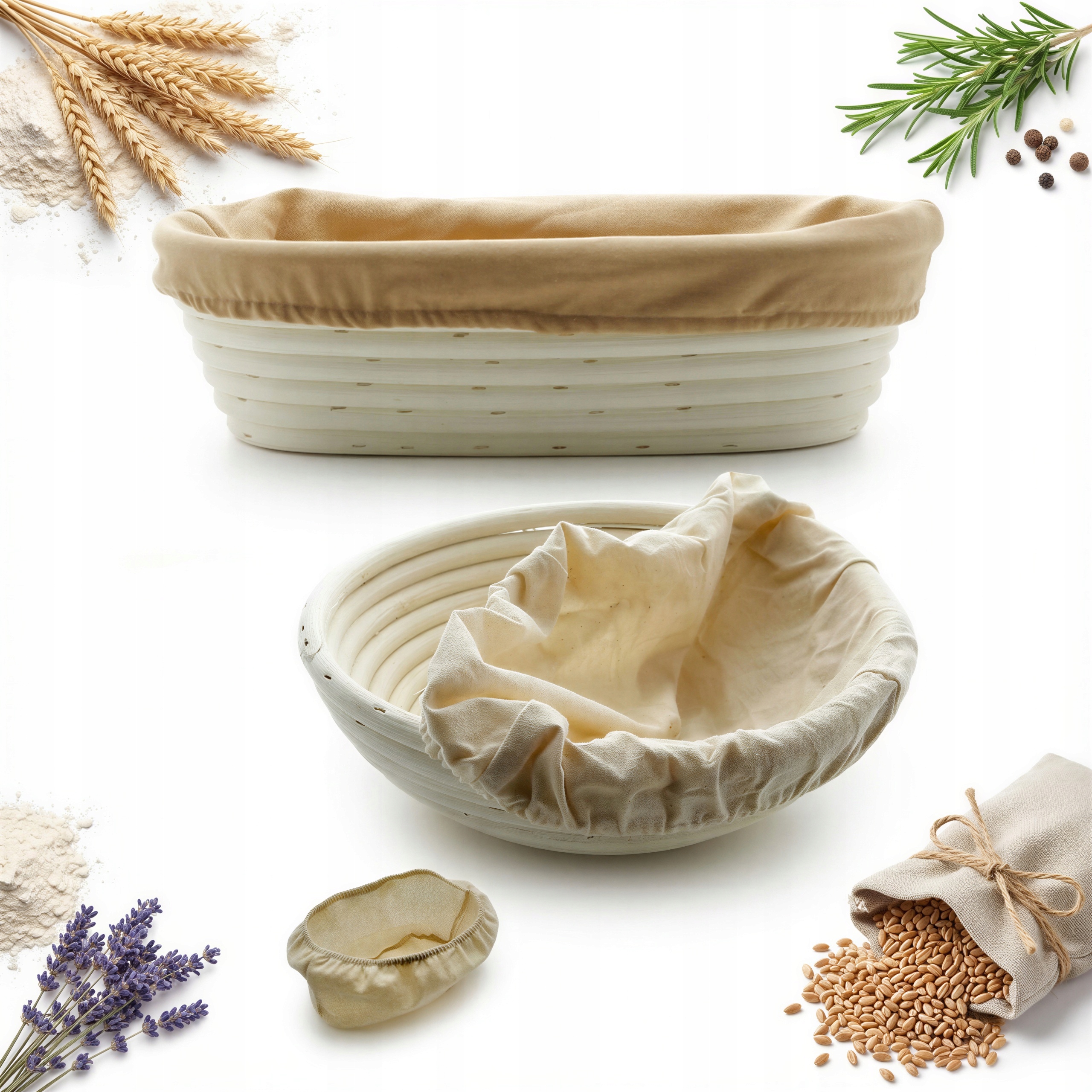 Koszyk Ratanowy Zestaw 2 Sztuk Koszyków Ratanowych Do Wyrastania Chleba