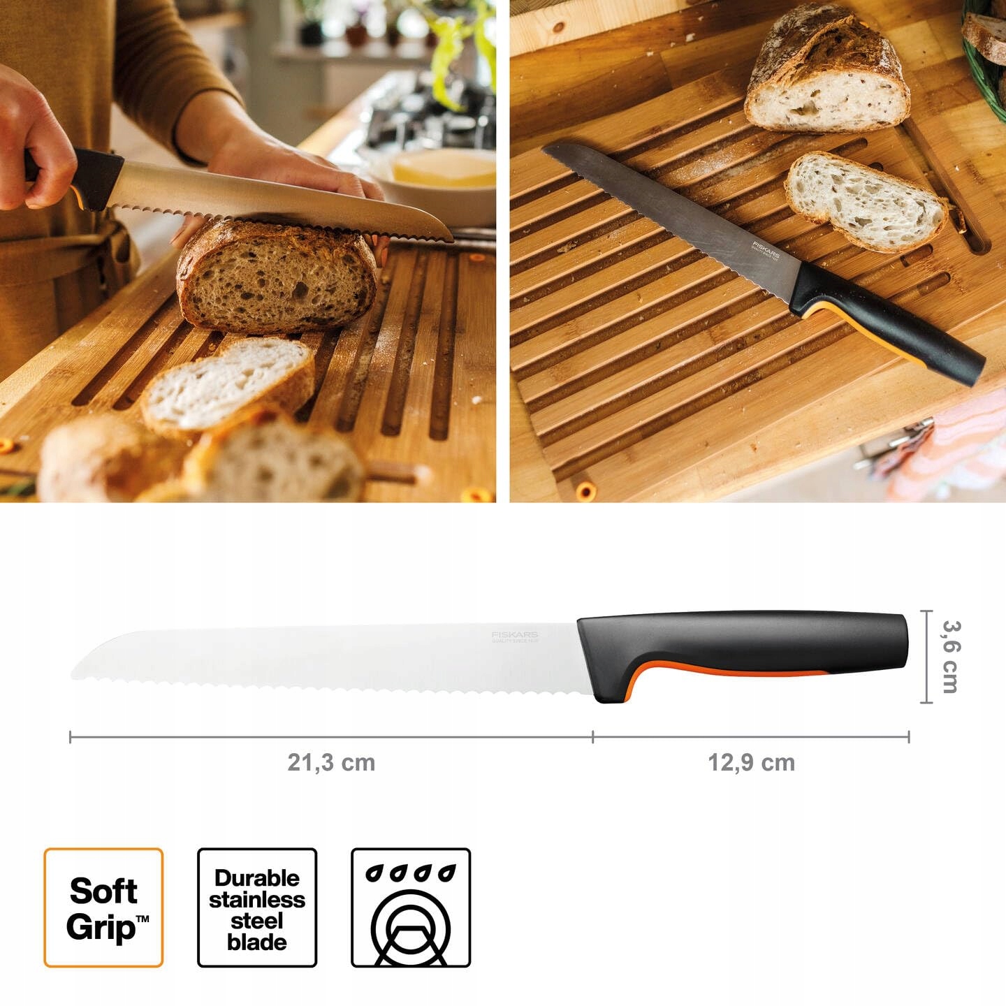 FISKARS Zestaw Noży Kuchennych 5-częściowy Stal Japońska Plastik — miniatura 5