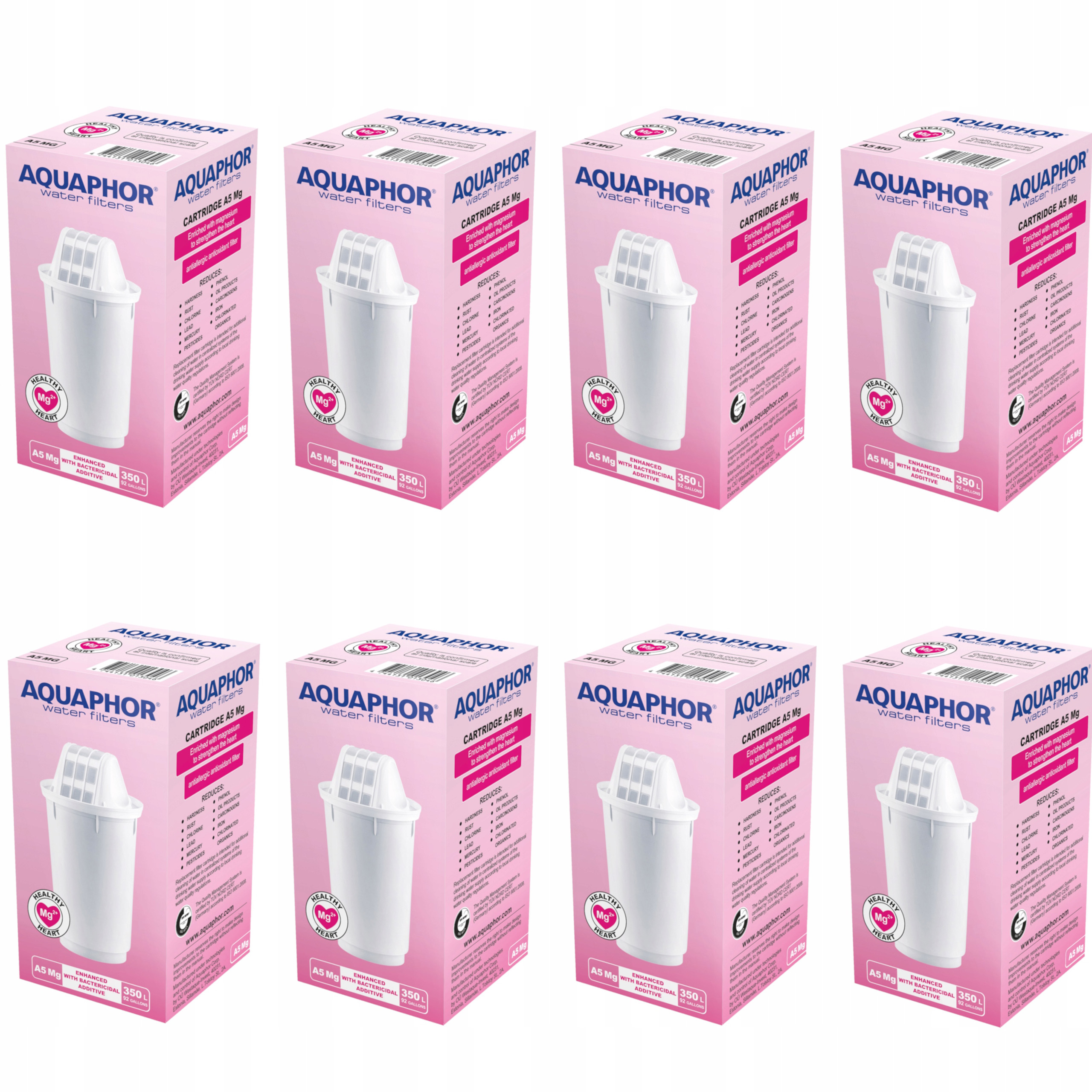 Wkład filtrujący wodę wzbogacający w magnez Aquaphor A5 Mg zestaw 8 sztuk