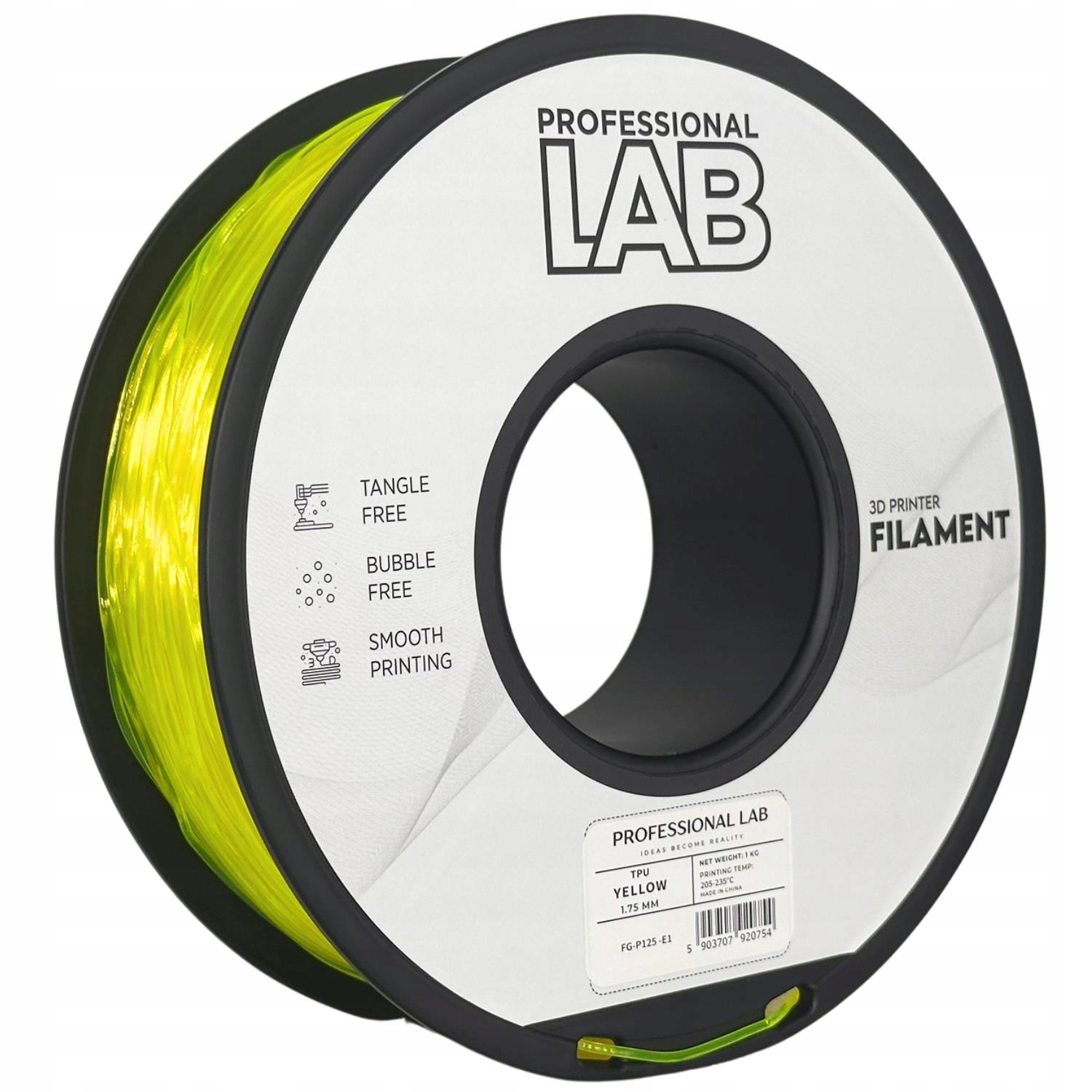 2 x Filament Prof. Lab Tpu Yellow Żółty Elastyczny Guma 95A 1.75mm 1kg